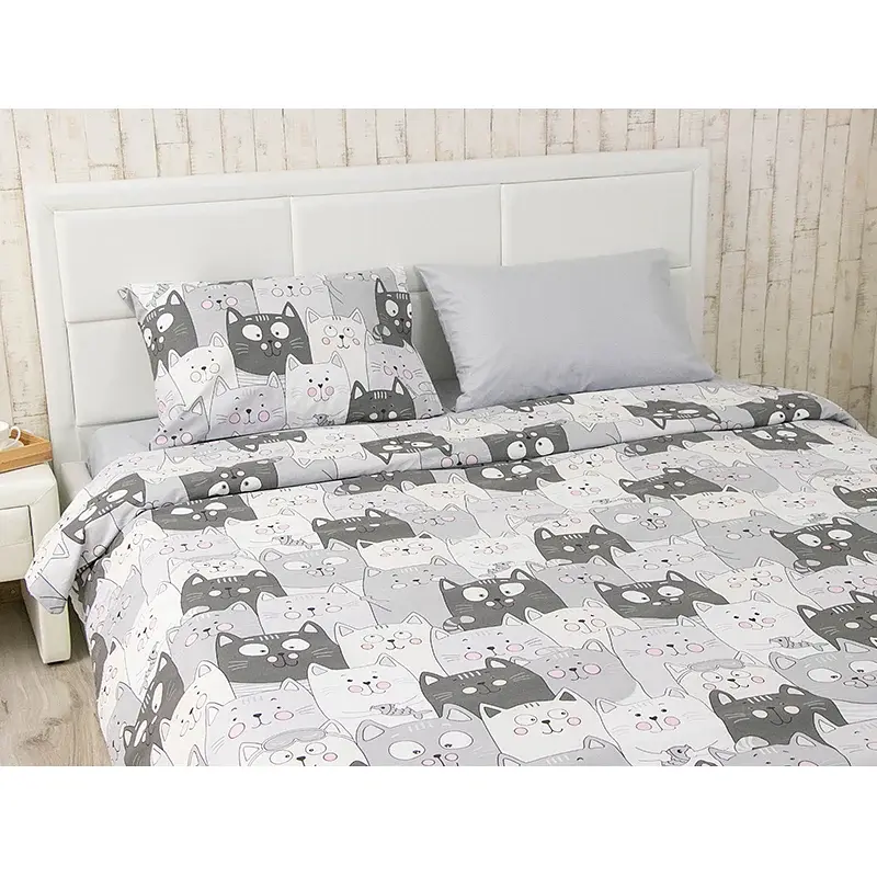 Комплект постільної білизни Руно Grey Cat подвійний бязь 100% бавовна 50х70 сірий - фото 2