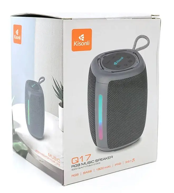 Портативна акустика Kisonli q17 Bluetooth 5.3 8W підсвічування акумулятор 1800mAh бездротова - фото 5