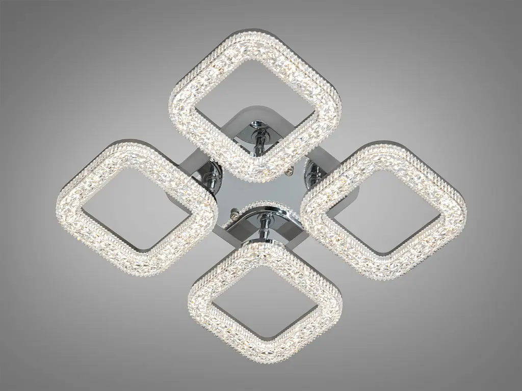 Люстра стельова LED Diasha S2205/4HR, 50W, 3200K-6000K, хром, сучасний стиль, з пультом, димер, акрил - фото 3