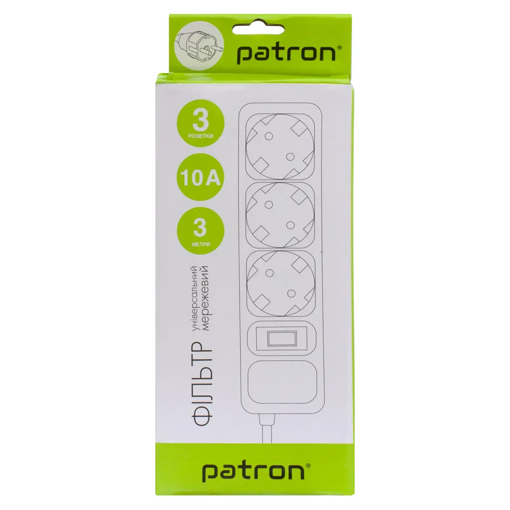 Мережевий фільтр живлення Patron EXT-PN-SP-1033, 3m Black (EXT-PN-SP-1033) - фото 3