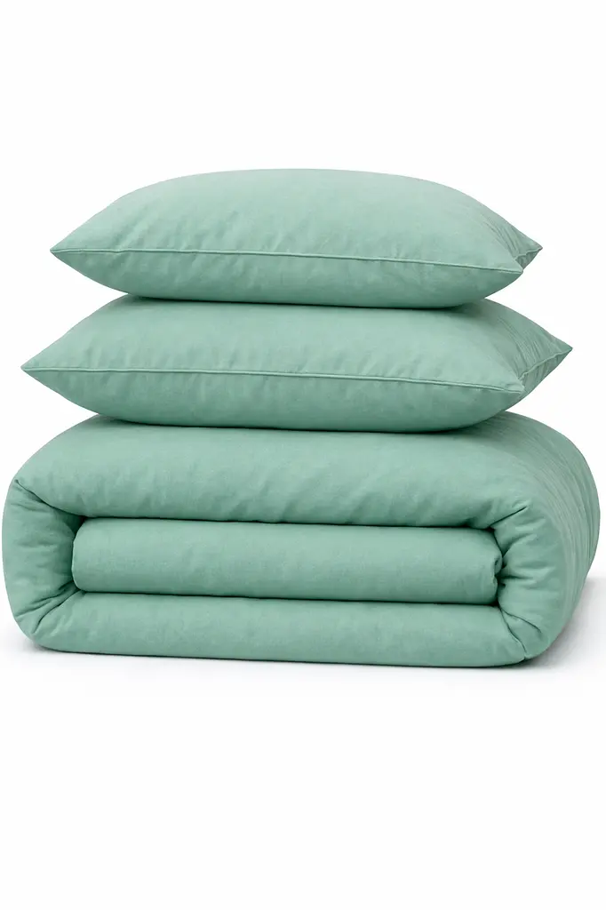 Наволочка Ecotton 70х70 см фланель із бавовни Mint м'ятного кольору (25516) - фото 3