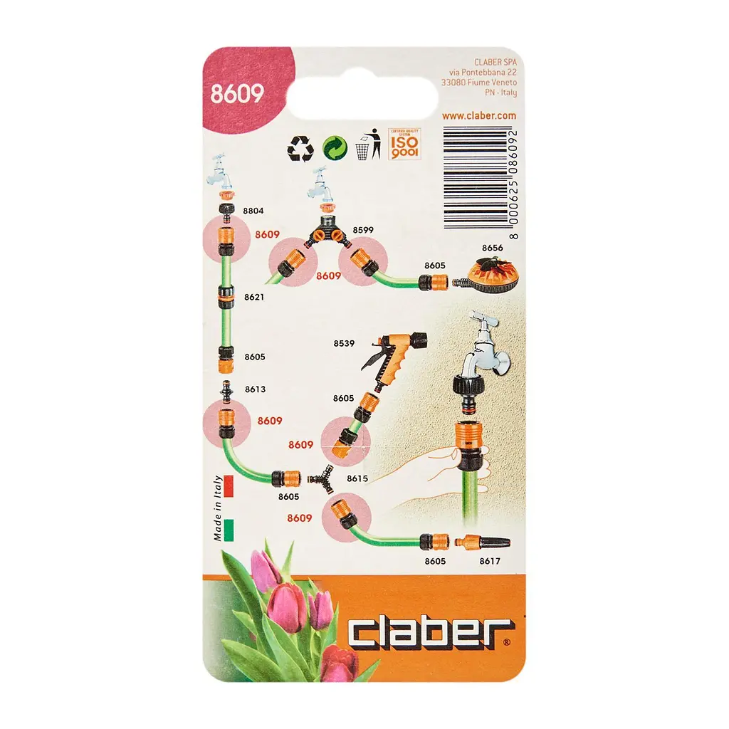 Конектор для поливального шлангу 3/4" з системою "Aquastop" Claber 8609 - фото 3