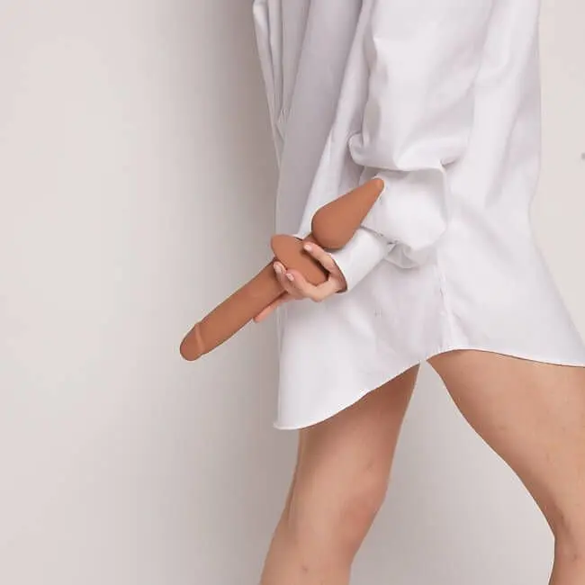 Анальна пробка та фалоімітатор Strap-On-Me Switch Plug-In Dildo S, 12.8х2.8 см та 8х3.3 см, тілесний - фото 3