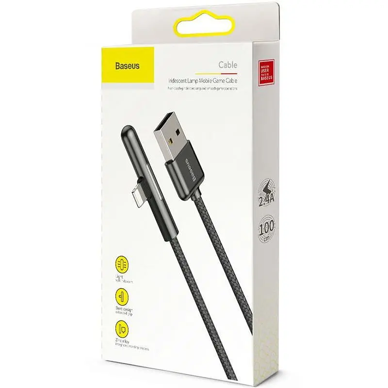 Кабель Baseus Iridescent Lamp Mobile Game Cable USB to Lightning 2.4A 1m CAL7C-A01 Black - фото 2