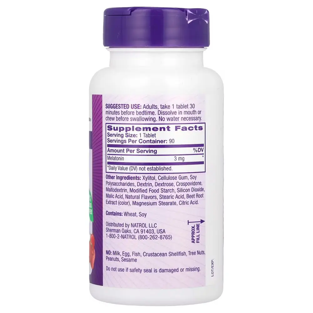 Натуральна добавка Natrol Melatonin 3mg Fast Dissolve Полуниця 90 таблеток - фото 2