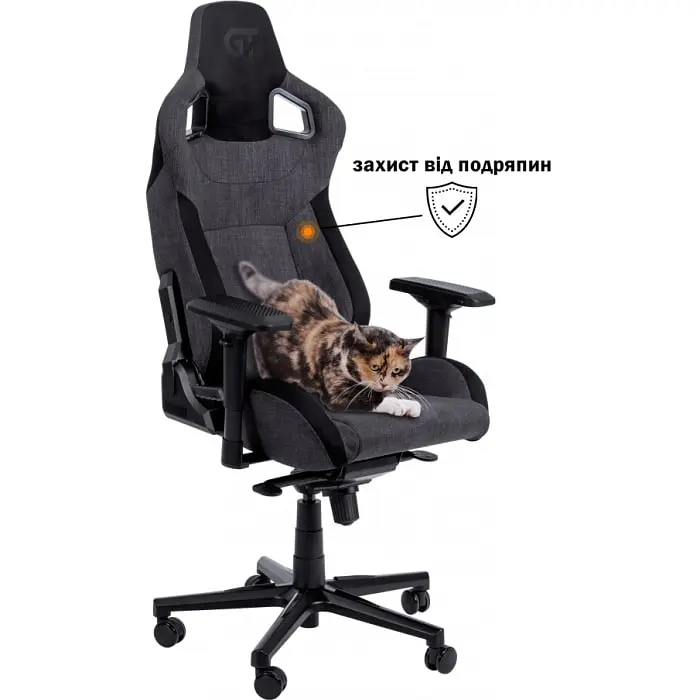 Геймерське крісло GT Racer чорне з темно-сірим (X-8005 Dark Gray/Black Suede) - фото 7