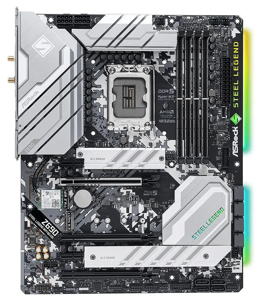 Материнська плата AsRock Z690 Steel Legend WiFi 6E/D5 Z690 Steel Legend WiFi 6E/D5) (Socket 1700, Intel Z690, ATX) Б/в - фото 2