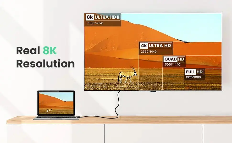 Кабель видео Ugreen HDMI 2.1 8K 3D 48Gbps HDR 1М Black (HD140) - фото 10
