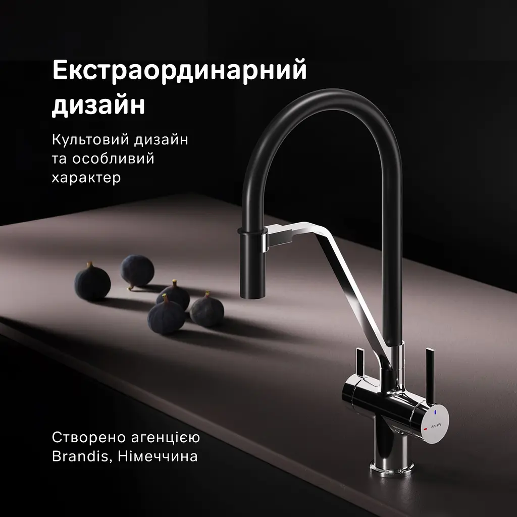 Змішувач для кухні AM.PM Func з каналом для питної води та гнучким виливом black matt F8F07802 - фото 2