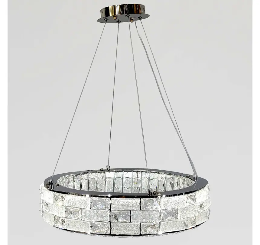 Світлодіодна люстра підвісна Artlight 8003/500CH з прозорим скляним кільцем в кольорі хром, 38W - фото 5