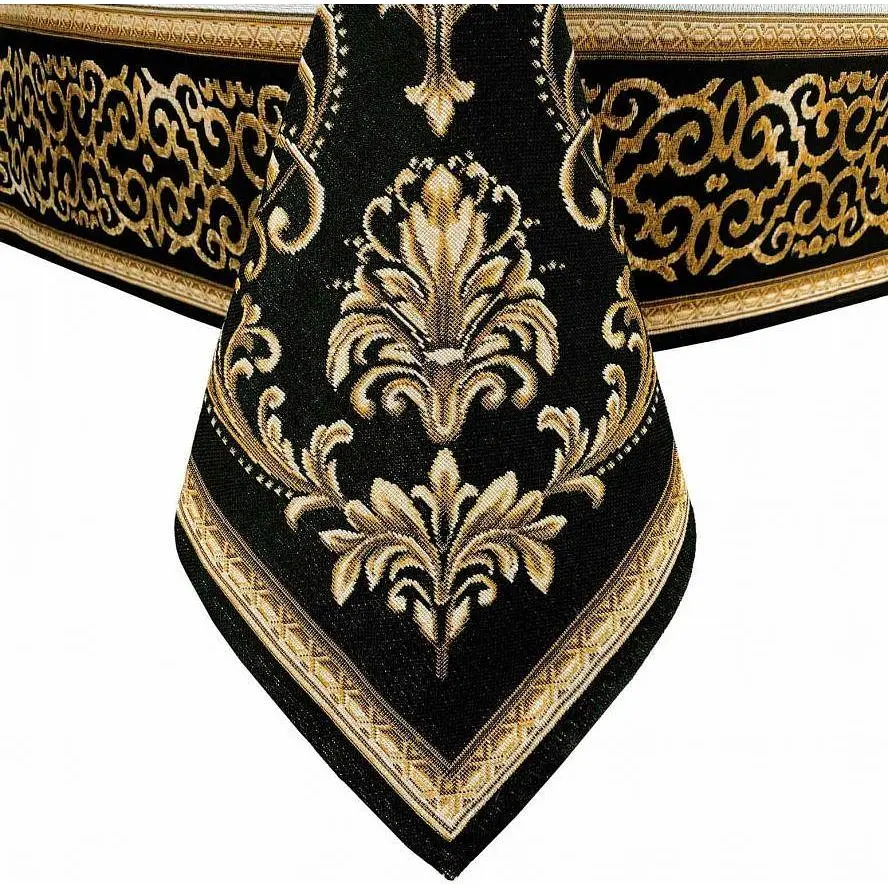 Скатертина Прованс Baroque 240х135 см чорно-біла з золотим (25446) - фото 4