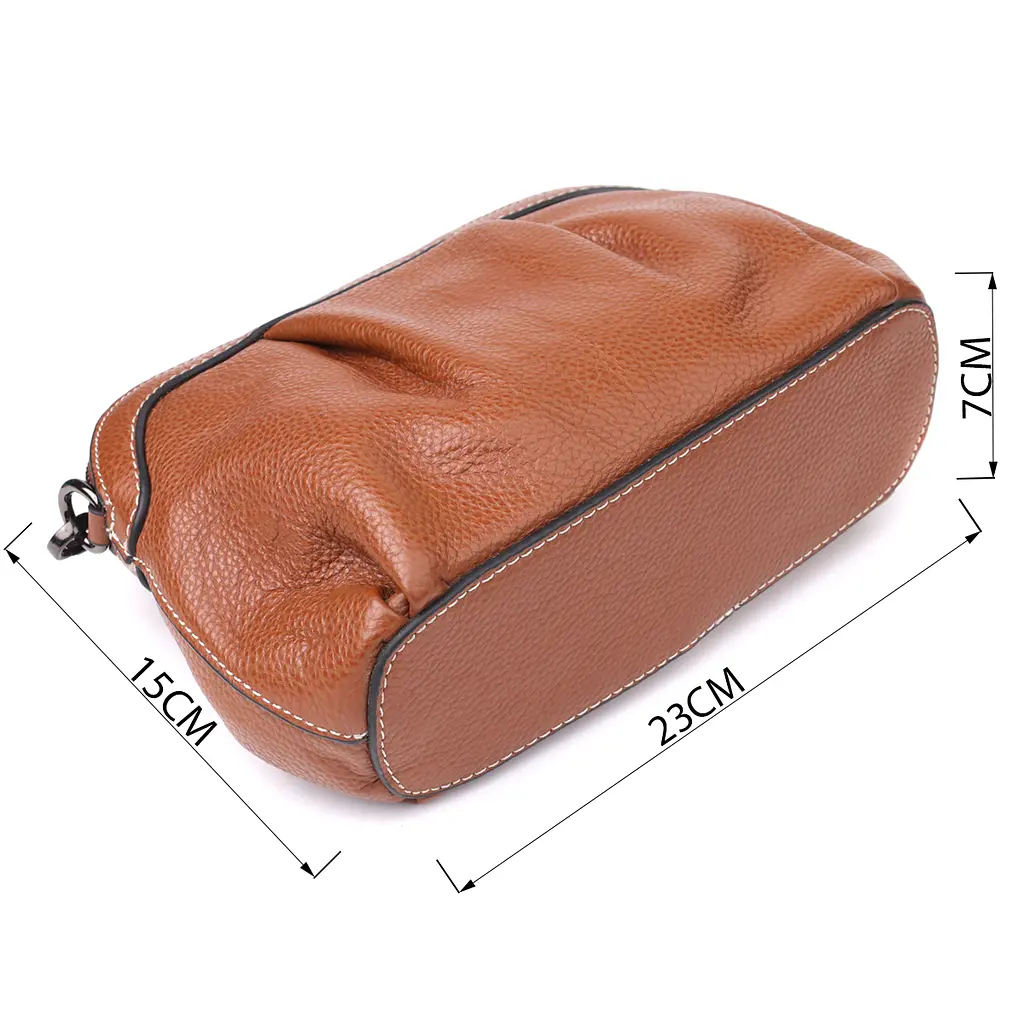 Жіноча сумка з драпіруванням з натуральної шкіри Vintage 23х15х7 см 000315804 - фото 4