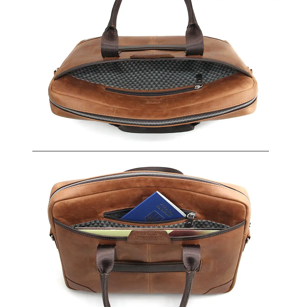 Сумка кожаная для ноутбука Tom Stone 717 R-Br светло-коричневая MacBook 16' - фото 9