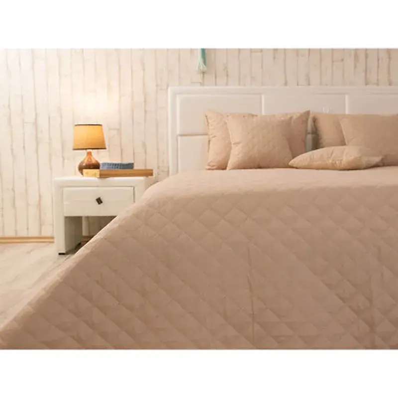 Покривало Руно двостороннє декоративне Velour Beige ромб 180х220 см (340.55_Beige ромб) - фото 7