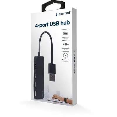 Концентратор Gembird USB 2.0 4 ports black (UHB-U2P4-06) - фото 2