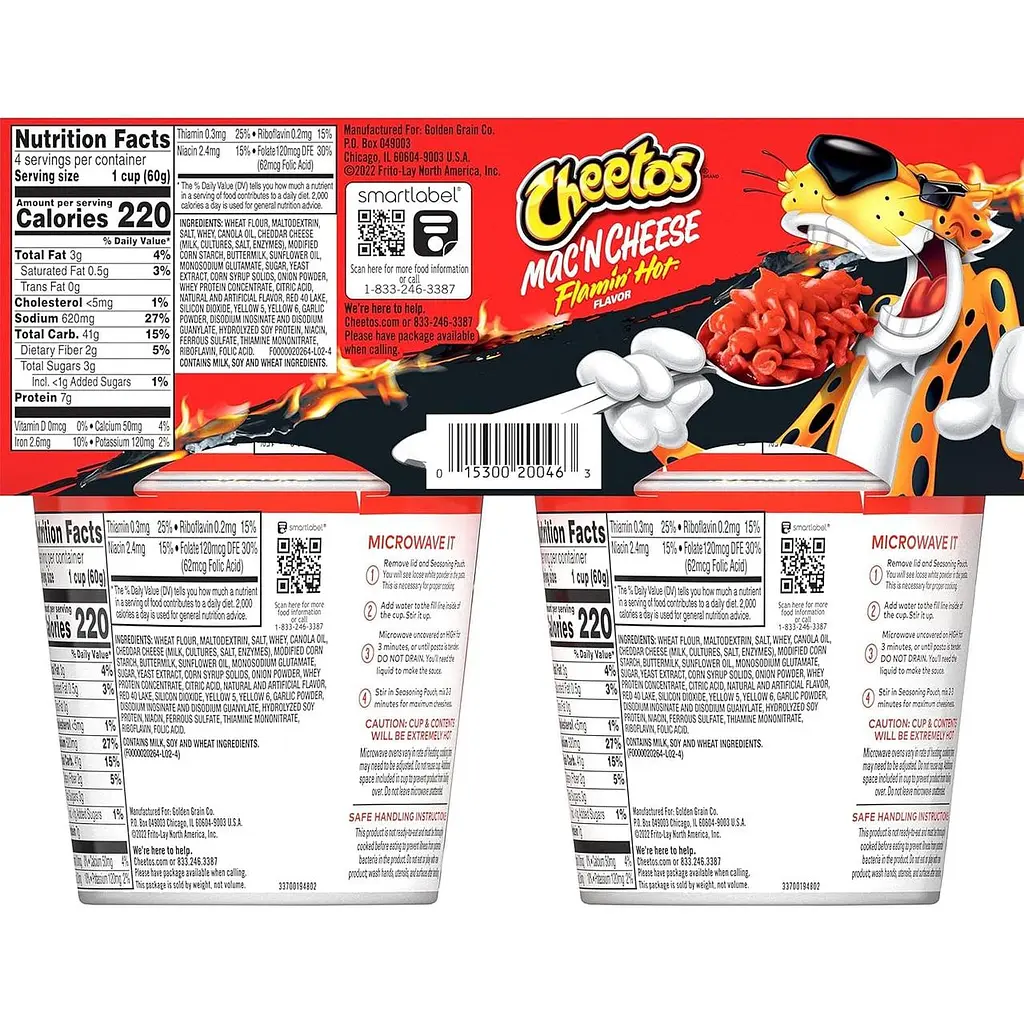 Макарони Cheetos Mac'N Cheese Pasta Flamin' Hot Flavor 4шт, 240г - фото 3