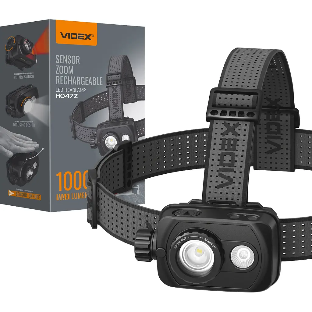 Налобний світлодіодний ліхтарик Videx VLF-H047Z, 1000Lm 5000K (29058-000)