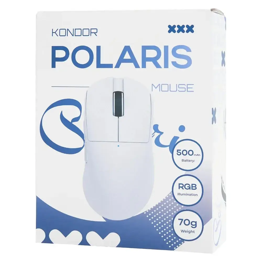 Ігрова бездротова мишка Kondor Polaris / Три режими підключення / 24000 DPI / Сенсор Pixar PAW3311 / White - фото 7