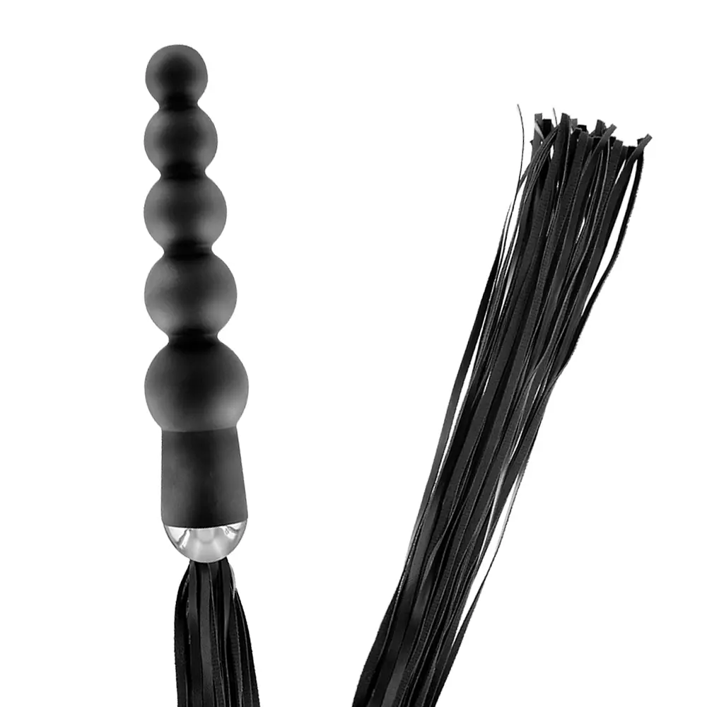 Флоггер с анальным стимулятором Fetish Tentation Whip with Rosary Handle 49 см черный - фото 2
