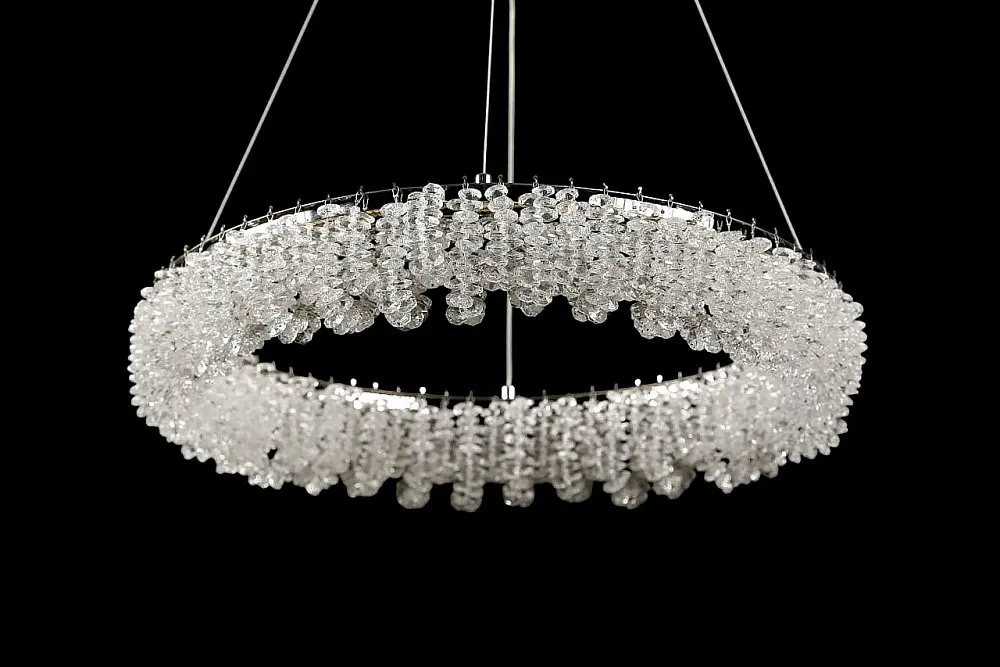 Сучасна підвісна кришталева люстра L33038/600/1 LED (CH) хром, 120 Вт, діаметр 60 см, від 14 до 22 м2 - фото 3