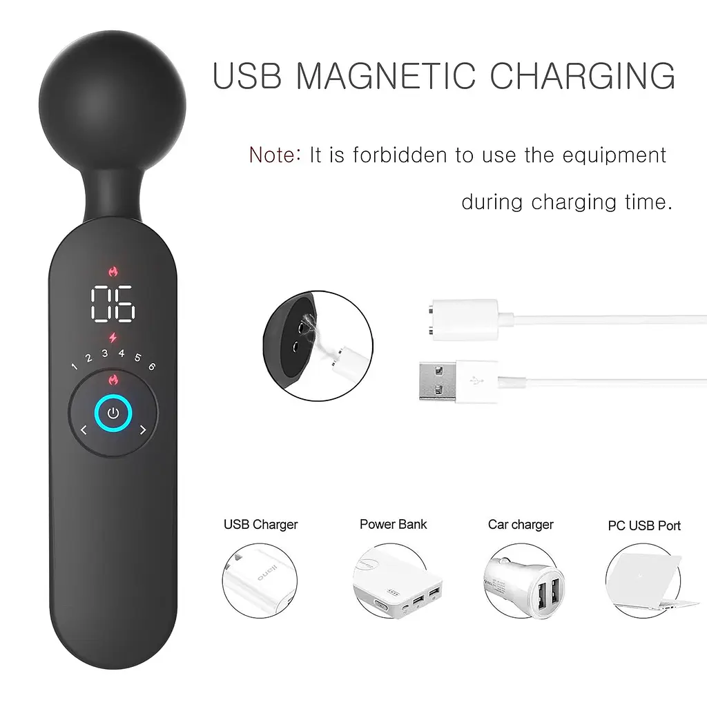 Вібростимулятор преміум з підігрівом ARES 72 режими магнітна зарядка Чорний - фото 6