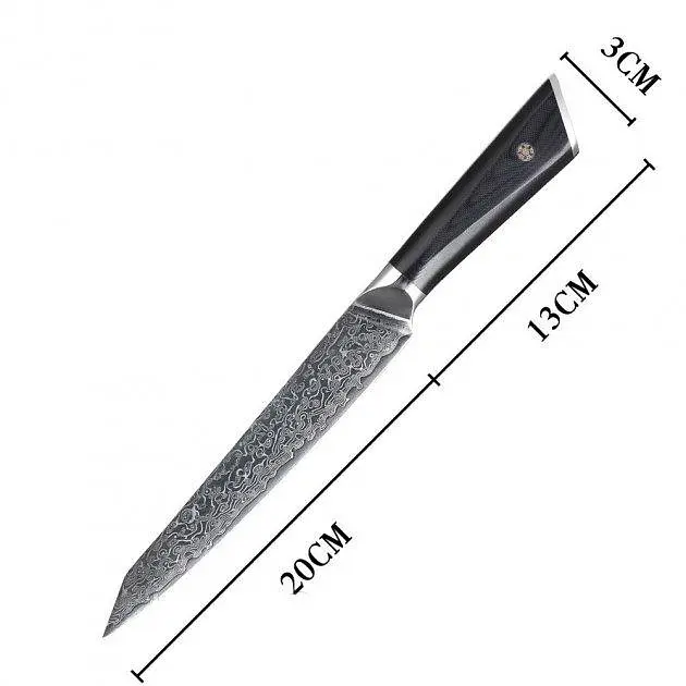 Ніж слайсер Damascus DK-LKB 5003 AUS-10 дамаська сталь 67 шарів лезо 20 см - фото 2