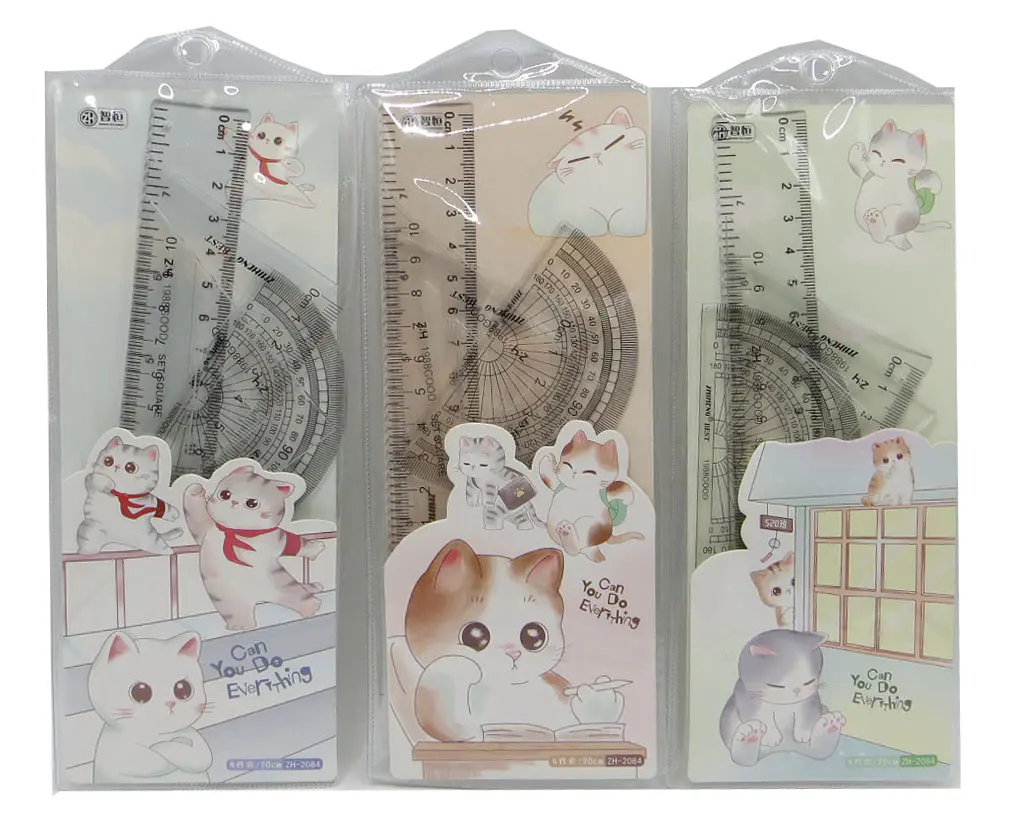 Набор линеек Котик, 20 см, треугольники, ZH-2084 (в ассортименте) - фото 2