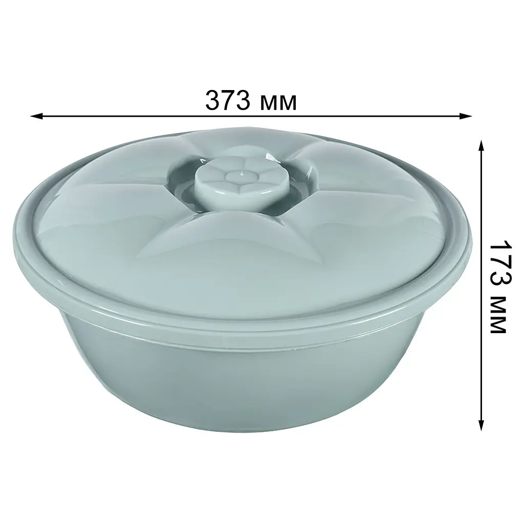 Миска Stars Plast круглая с крышкой серый 10.5 л (94035/сер) - фото 2