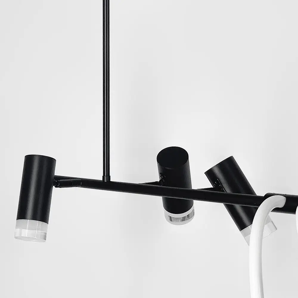 Стильная удлиненная LED люстра с тремя спотами длиной 150 см Ст. MBJ 7-1500-3 BK | Line F - фото 4