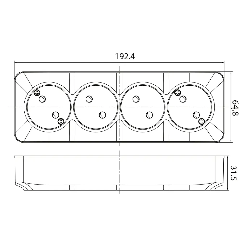 Розетка Horoz Electric Power max-4 Eva, 4-на накладна біла - фото 2