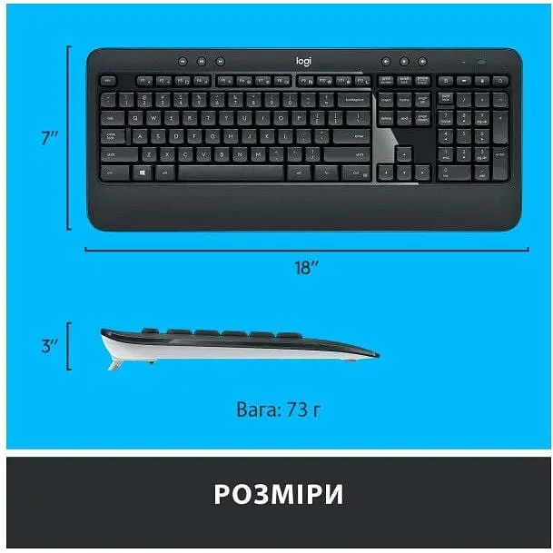 Комплект беспроводной Logitech MK540 Black USB - фото 7