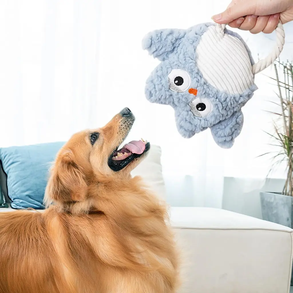 М'яка іграшка для цуценят Derby Blue Owl Rope Toy - фото 2