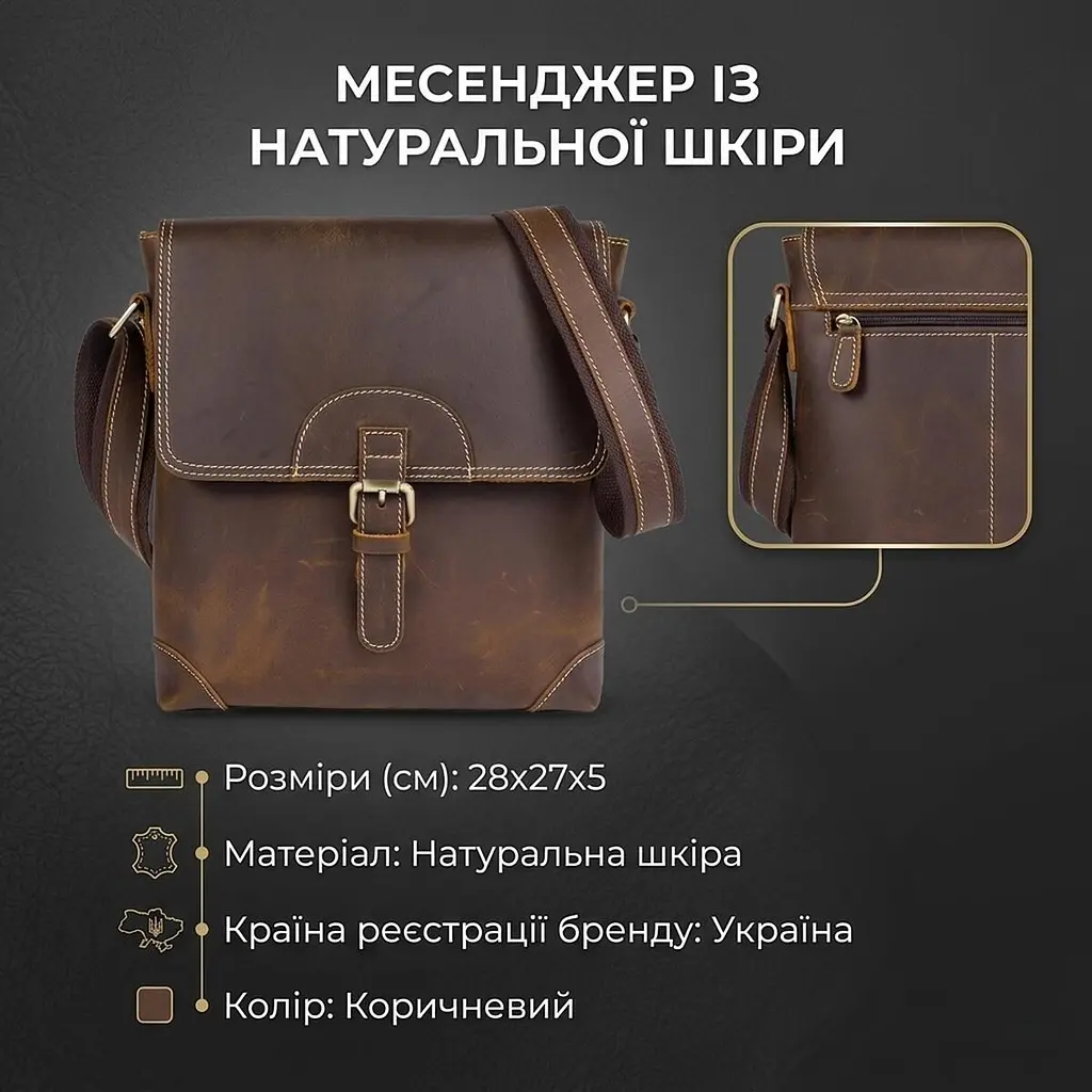 Сумка чоловіча 14675 Vintage коричнева - фото 3