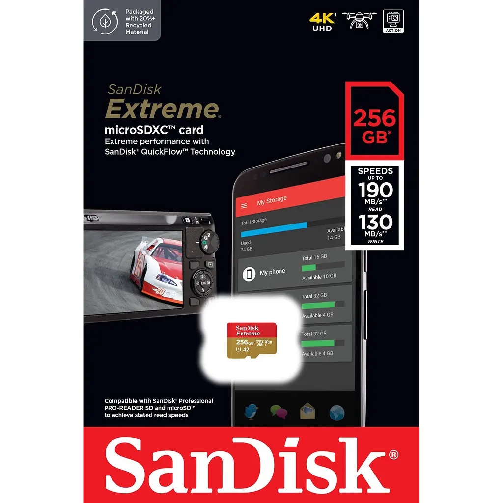 Карта памяти SanDisk microSDXC Extreme 256GB UHS-I U3 V30 A2 (SDSQXAV-256G-GN6MN) [141838] - фото 3