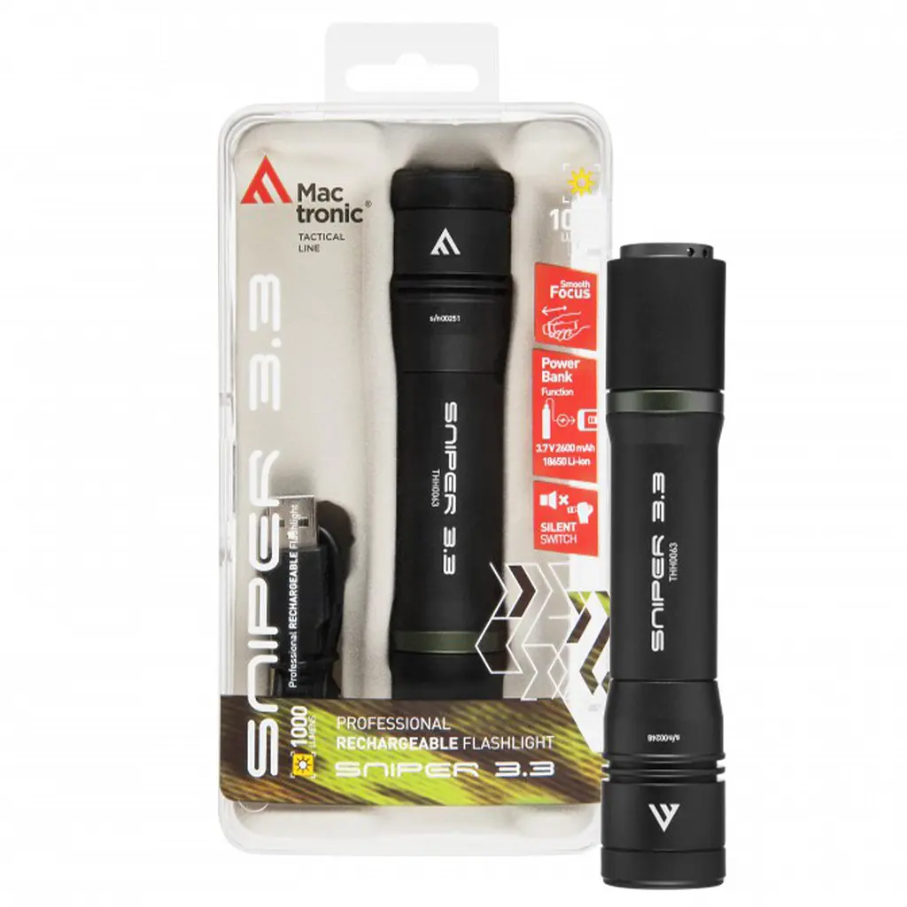 Ліхтар тактичний Mactronic Sniper 3.3 (1000 Lm) Focus Powerbank USB Rechargeable (THH0063) - фото 2