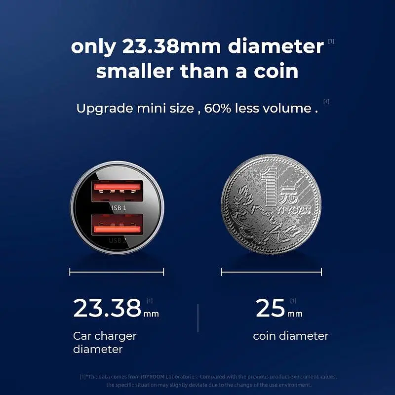 Адаптер автомобильный JOYROOM Mini dual-port Smart car charger C-A09 2USB 5A 30 W - фото 4