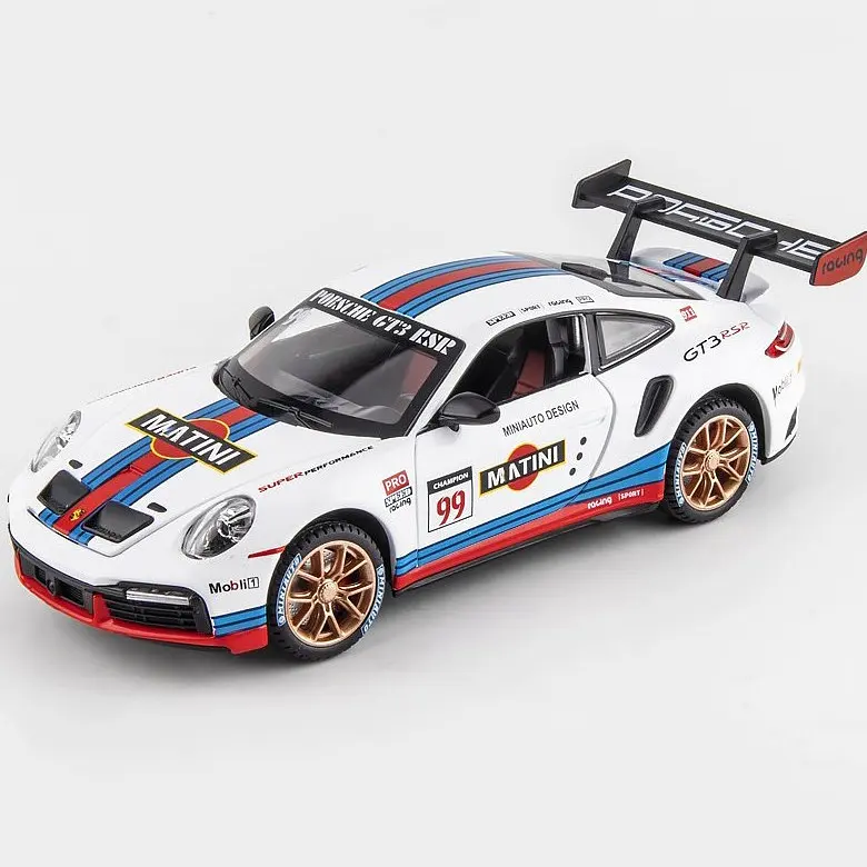 Колекційна металева модель автомобіля АвтоЕксперт Porsche 911 GT3 RSR з інерцією, світлом та звуком 1:32 - фото 2