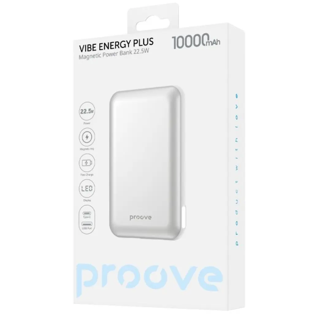 Універсальна мобільна батарея Proove Vibe Energy Plus 22.5W 10000mAh Білий/Золотистий (PBVE15012202) - фото 3