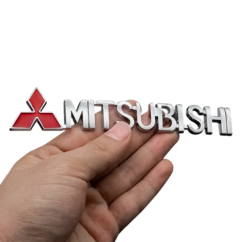 Емблема напис MITSUBISHI хром+червоний 150х28 мм пластик (на скотчі) - фото 6