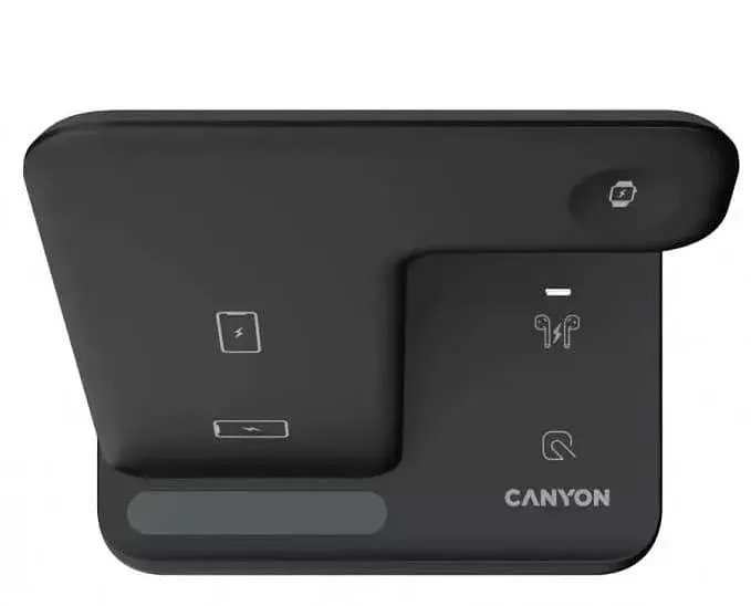 Зарядний пристрій Canyon WS-302 3 в 1 QI Black (CNS-WCS302B) - фото 3
