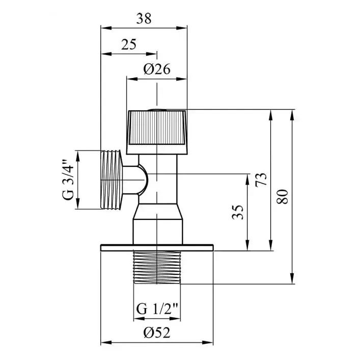 Кран приборный угловой Karro KR-5001 латунь 1/2 "х3/4" Хром 30412 - фото 2