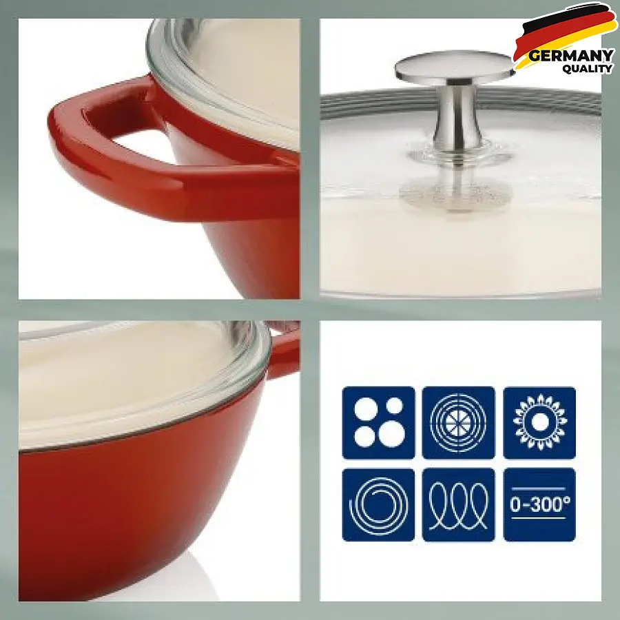 Сотейник Kela Calido чавунний з кришкою 28 см 3.8 л червоний (11964) - фото 2