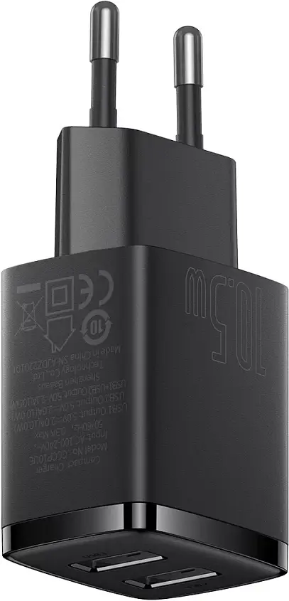 Зарядний пристрій Baseus Compact Charger 2U 10.5W EU black (CCXJ010201) - фото 4