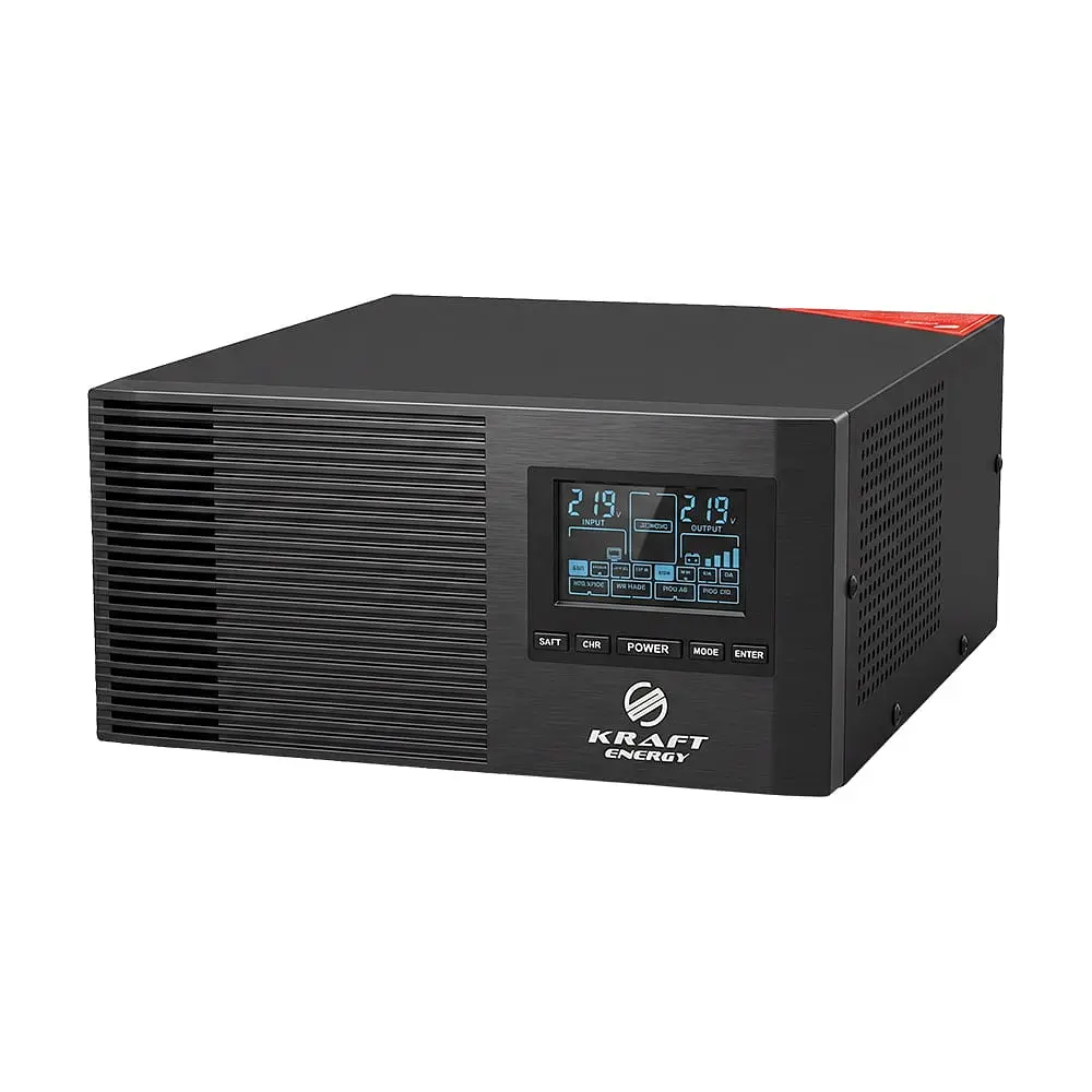 Інвертор Kraft KRF-AVR1000VA/800W-12V з правильною синусоїдою під зовнішній акумулятор (42-00092)