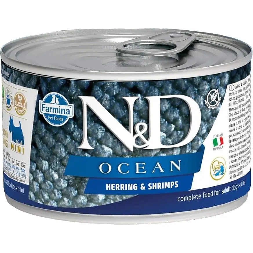 Вологий корм для собак дрібних порід Farmina N&D Grain Free Ocean Herring & Shrimp Adult Mini з оселедцем, тріскою, тунцем та креветкою 140 г - фото 2