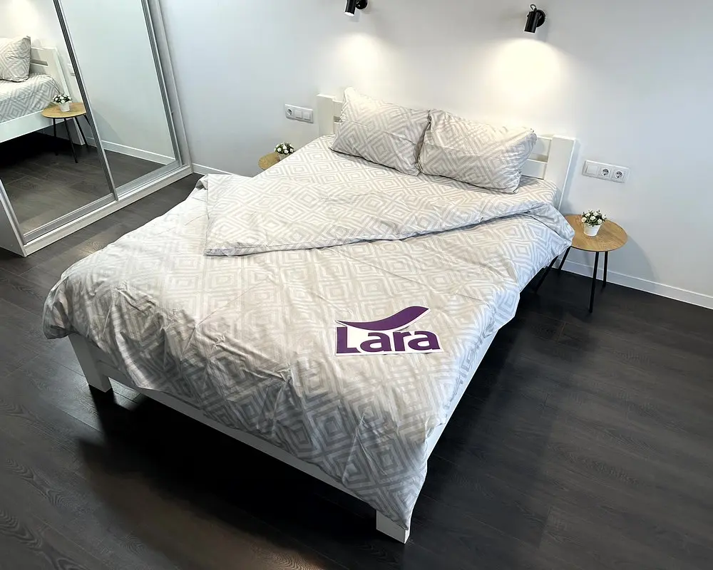 Постільна білизна LARA бязь d11266s Ромб Light Gray сімейна - фото 5