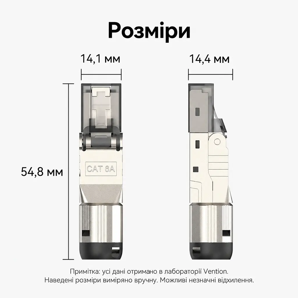 Екранований мережевий штекер Vention 10 шт. конектор RJ45 8P8C Cat6A FTP для мереж 10 Гбіт/с монтаж без обтискних кліщів для жил 23–26 AWG для кабелю діаметром до 8,7 мм організатор для проводів діаметром до 1,6 мм багаторазове використання схеми T568A і T568B фіксація кабелю стопорною гайкою позолочені контакти сірий (IDPH0-10) - фото 6