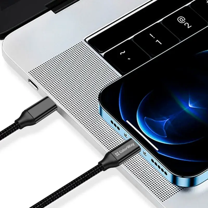 Дата кабель USB-C to USB-C 1.0m USB3.2 (20Gbps 4K PD100W) Gen2 5А black ColorWay (CW-CBPDCC062-BK) - фото 12