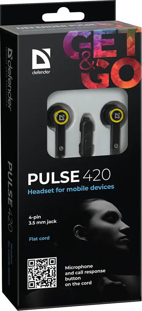 Навушники з мікрофоном Defender Pulse 420 Чорний/Жовтий (63421) - фото 3