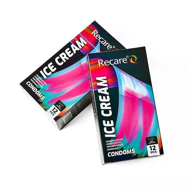 Презервативи Holographic Recare Ice Cream Big Dotted Condoms 12 шт, з пухирцями, аромат: морозиво - фото 4
